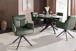 Riess-Ambiente Stühle > Drehbarer Stuhl PROMETHEUS moosgrün Vogue Velours Samt Taschenfederkern Metall