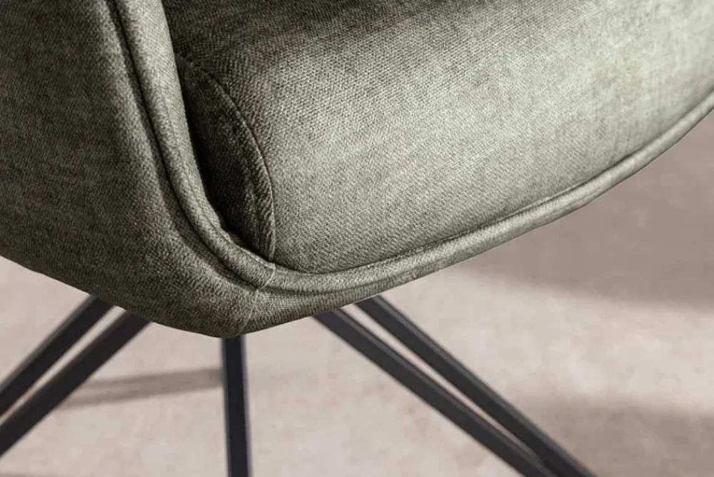 Riess-Ambiente Stühle > Drehbarer Stuhl PROMETHEUS moosgrün Vogue Velours Samt Taschenfederkern Metall