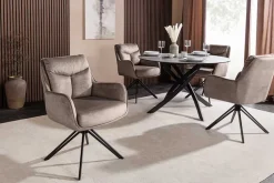 Riess-Ambiente Stühle > Drehbarer Stuhl PROMETHEUS taupe Vogue Velours Samt Taschenfederkern Metallgestell