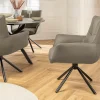 Riess-Ambiente Stühle > Drehbarer Stuhl SIGNATURE taupe Echtleder 360° mit Taschenfederkern schwarz Metall