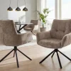 Riess-Ambiente Stühle|Samt Möbel > Drehbarer Stuhl SIGNATURE taupe Vogue Velours Samt Taschenfederkern schwarz Metall