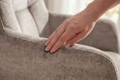 Riess-Ambiente Stühle|Samt Möbel > Drehbarer Stuhl SIGNATURE taupe Vogue Velours Samt Taschenfederkern schwarz Metall
