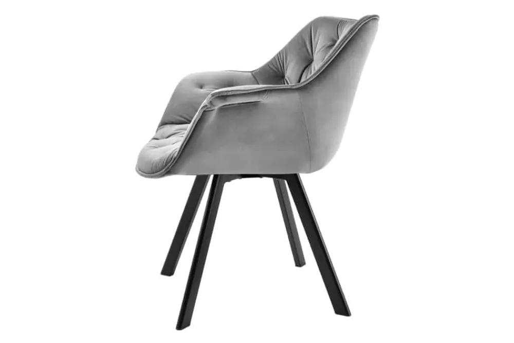 Riess-Ambiente Retro Möbel|Stühle > Drehbarer Stuhl THE DUTCH COMFORT grau Samt mit Armlehnen Modern Design