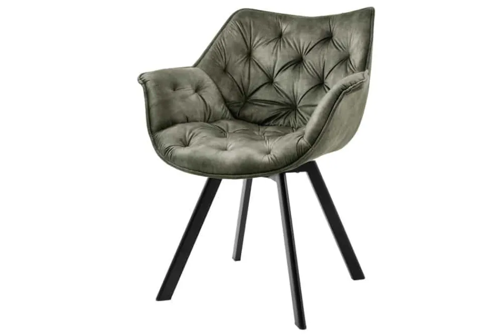 Riess-Ambiente Retro Möbel|Stühle > Drehbarer Stuhl THE DUTCH COMFORT dunkelgrün Samt mit Armlehnen Modern Design