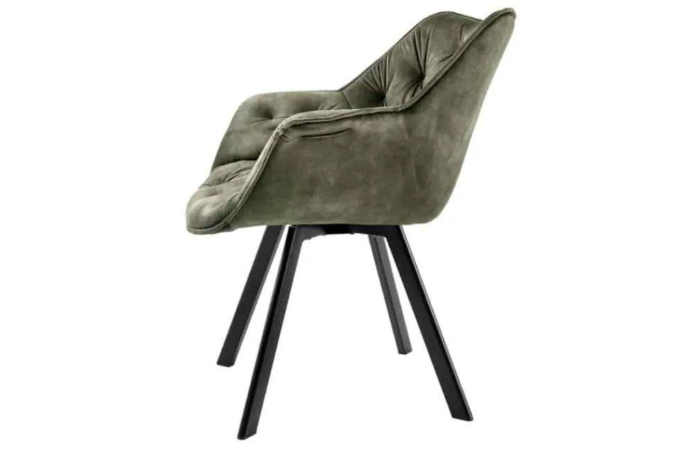 Riess-Ambiente Retro Möbel|Stühle > Drehbarer Stuhl THE DUTCH COMFORT dunkelgrün Samt mit Armlehnen Modern Design