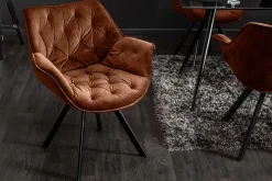 Riess-Ambiente Stühle|Samt Möbel > Drehbarer Stuhl THE DUTCH COMFORT rost braun Samt mit Armlehnen Modern Design