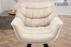 Riess-Ambiente Stühle|Samt Möbel > Drehbarer Stuhl THE DUTCH COMFORT champagner beige Samt schwarze Metallbeine