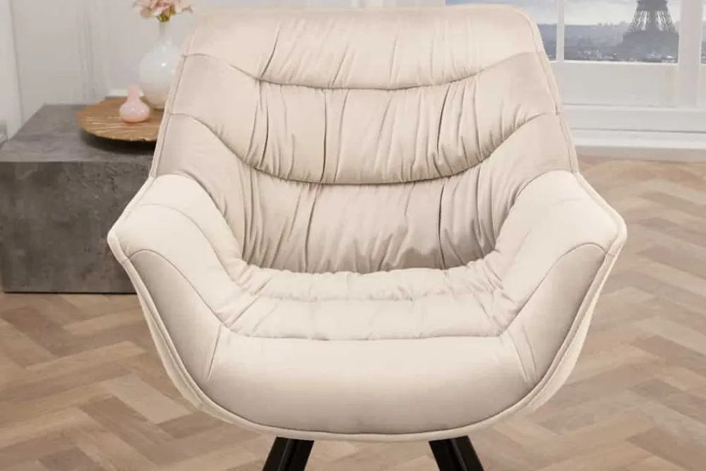 Riess-Ambiente Stühle|Samt Möbel > Drehbarer Stuhl THE DUTCH COMFORT champagner beige Samt schwarze Metallbeine