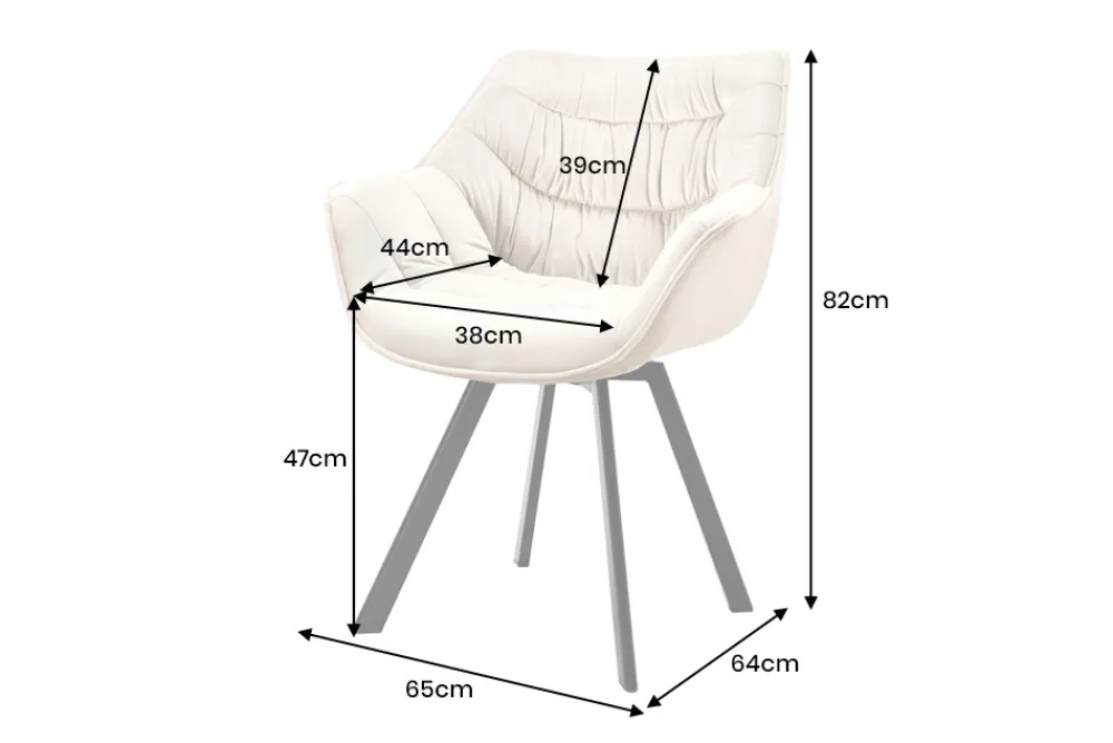 Riess-Ambiente Stühle|Samt Möbel > Drehbarer Stuhl THE DUTCH COMFORT champagner beige Samt schwarze Metallbeine