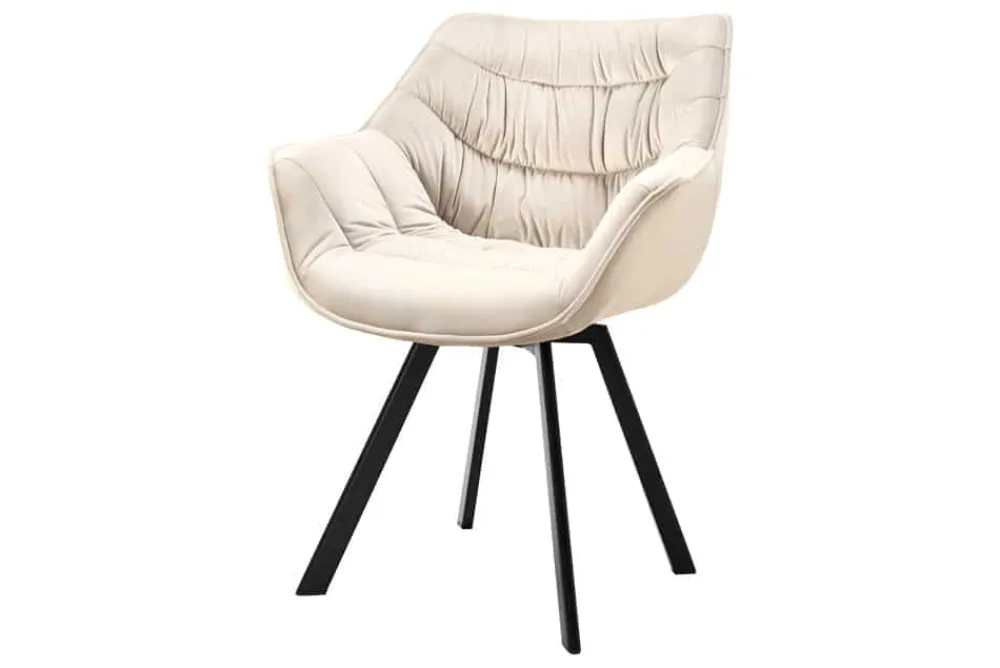 Riess-Ambiente Stühle|Samt Möbel > Drehbarer Stuhl THE DUTCH COMFORT champagner beige Samt schwarze Metallbeine