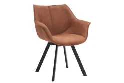 Riess-Ambiente Retro Möbel|Stühle > Drehbarer Stuhl THE DUTCH RETRO antik braun mit Armlehne schwarze Metallbeine