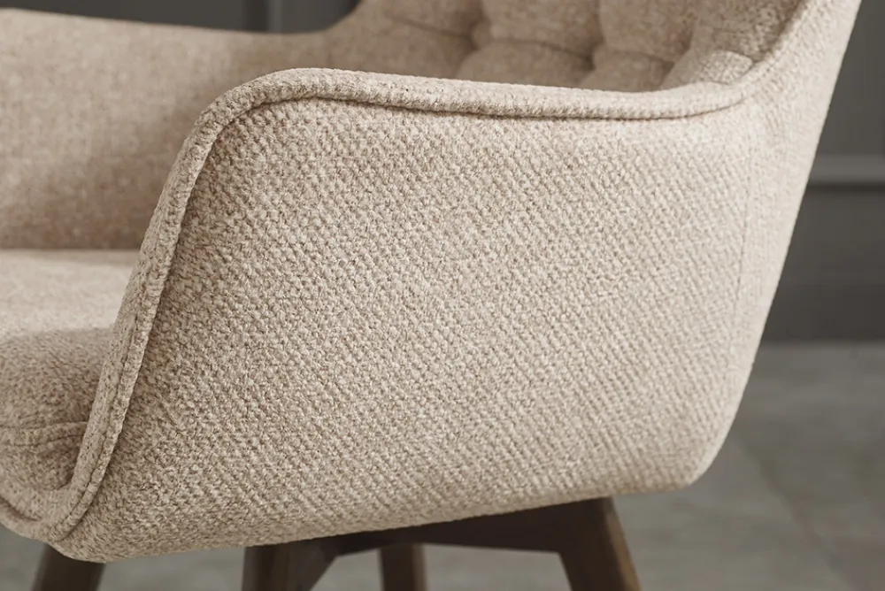 Riess-Ambiente Skandinavisch|Stühle > Drehbarer Stuhl THOR beige Strukturstoff braun Wenge Eichenholz 360° mit Armlehne