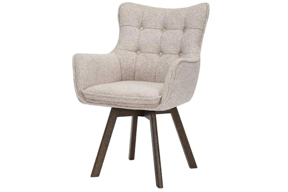 Riess-Ambiente Skandinavisch|Stühle > Drehbarer Stuhl THOR beige Strukturstoff braun Wenge Eichenholz 360° mit Armlehne