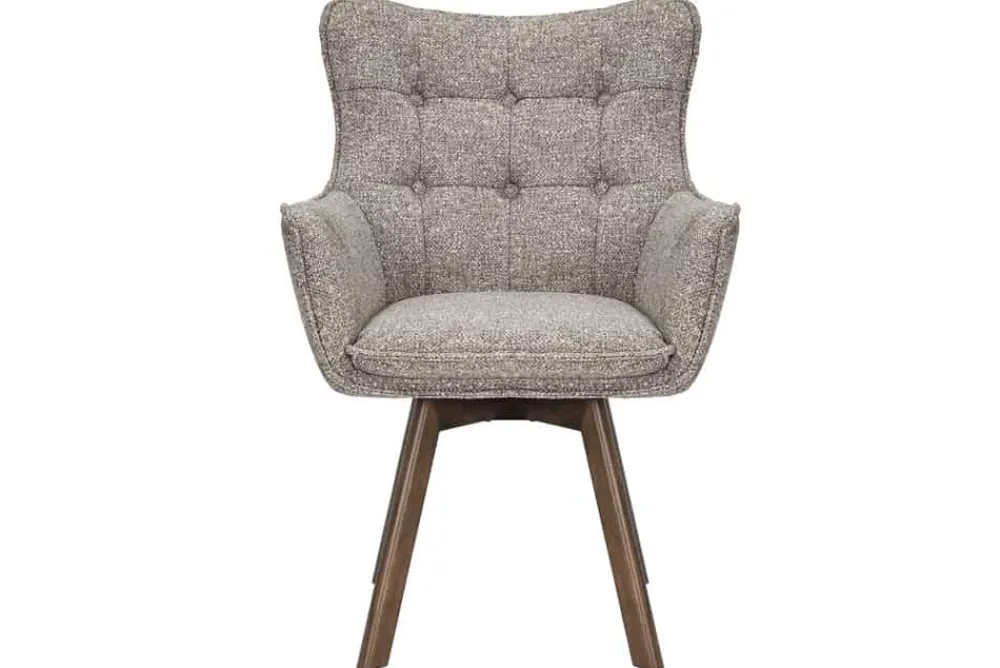 Riess-Ambiente Skandinavisch|Stühle > Drehbarer Stuhl THOR taupe Strukturstoff braun Wenge Eichenholz 360° mit Armlehne