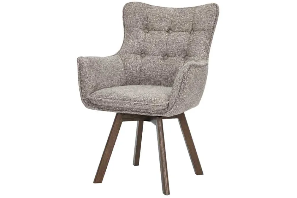 Riess-Ambiente Skandinavisch|Stühle > Drehbarer Stuhl THOR taupe Strukturstoff braun Wenge Eichenholz 360° mit Armlehne