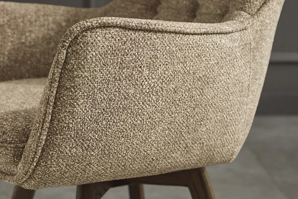 Riess-Ambiente Skandinavisch|Stühle > Drehbarer Stuhl THOR taupe Strukturstoff braun Wenge Eichenholz 360° mit Armlehne