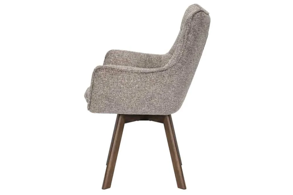 Riess-Ambiente Skandinavisch|Stühle > Drehbarer Stuhl THOR taupe Strukturstoff braun Wenge Eichenholz 360° mit Armlehne