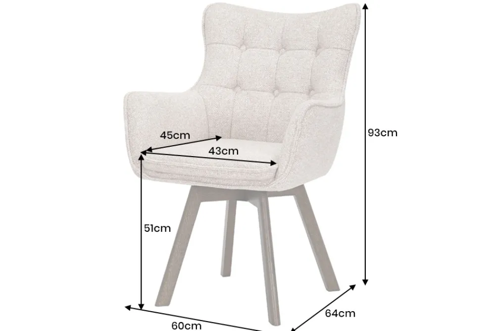 Riess-Ambiente Skandinavisch|Stühle > Drehbarer Stuhl THOR taupe Strukturstoff braun Wenge Eichenholz 360° mit Armlehne
