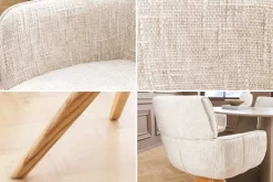 Riess-Ambiente Retro Möbel|Stühle > Drehbarer Stuhl UNIQUE beige Chenille Eichenholzbeine mit Armlehne