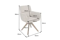 Riess-Ambiente Retro Möbel|Stühle > Drehbarer Stuhl UNIQUE taupe beige Strukturstoff Walnussholzbeine mit Armlehne