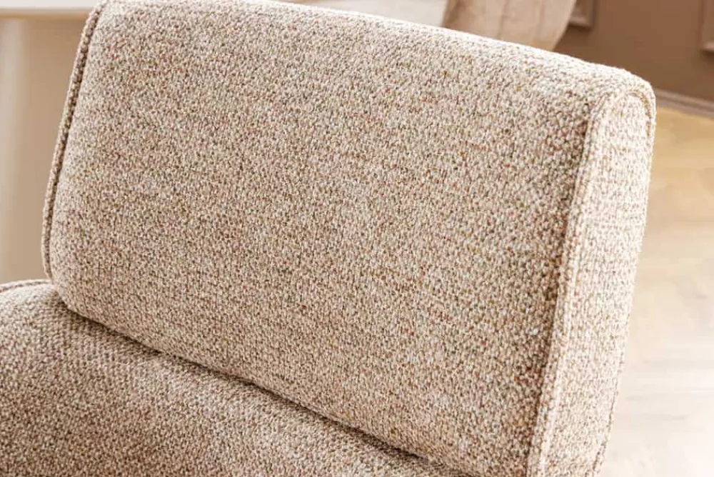 Riess-Ambiente Retro Möbel|Stühle > Drehbarer Stuhl UNIQUE taupe beige Strukturstoff Walnussholzbeine mit Armlehne