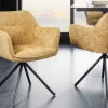 Riess-Ambiente Retro Möbel|Industrial Loft > Drehbarer Stuhl VERONA senfgelb Strukturstoff mit Armlehne Metallbeine schwarz
