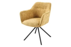Riess-Ambiente Retro Möbel|Industrial Loft > Drehbarer Stuhl VERONA senfgelb Strukturstoff mit Armlehne Metallbeine schwarz