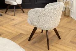 Riess-Ambiente Stühle > Drehbarer Stuhl WALKÜRE beige Eichenholz mit Taschenfederkern und Armlehne Walnuss