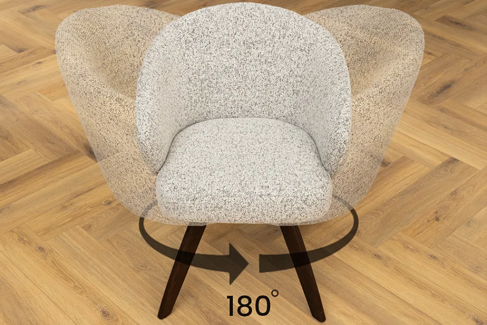 Riess-Ambiente Stühle > Drehbarer Stuhl WALKÜRE beige Eichenholz mit Taschenfederkern und Armlehne Walnuss