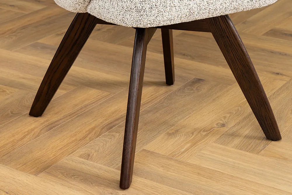 Riess-Ambiente Stühle > Drehbarer Stuhl WALKÜRE beige Eichenholz mit Taschenfederkern und Armlehne Walnuss