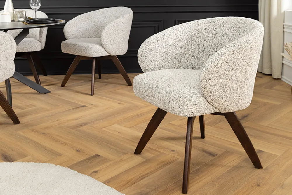 Riess-Ambiente Stühle > Drehbarer Stuhl WALKÜRE beige Eichenholz mit Taschenfederkern und Armlehne Walnuss