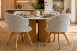 Riess-Ambiente Stühle > Drehbarer Stuhl WALKÜRE beige natur Eichenholz mit Taschenfederkern und Armlehne