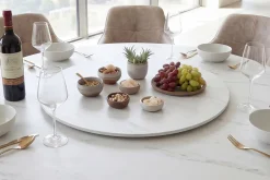 Riess-Ambiente Dekoration > Drehbare Servierplatte SIGNATURE 60cm weiß Marmor Keramik rund