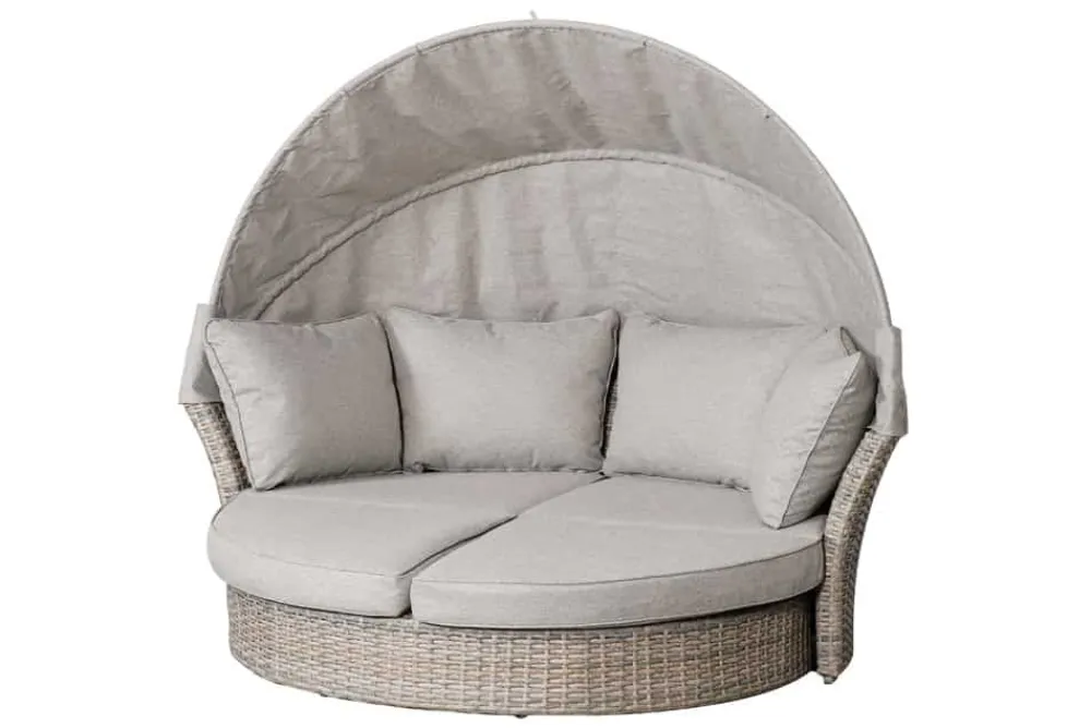 Riess-Ambiente Sonneninseln > Drehbare Sonneninsel SEATTLE 195cm greige mit Sonnendach inkl. Kissen