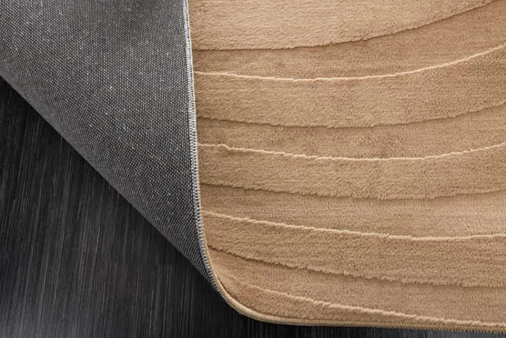 Riess-Ambiente Teppiche|Skandinavisch > 3D strukturierter Kurzflor XXL Teppich WAVE 350x235cm beige Hoch-Tief-Effekt