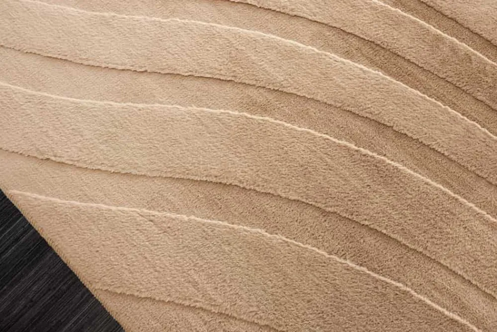 Riess-Ambiente Teppiche|Skandinavisch > 3D strukturierter Kurzflor XXL Teppich WAVE 350x235cm beige Hoch-Tief-Effekt