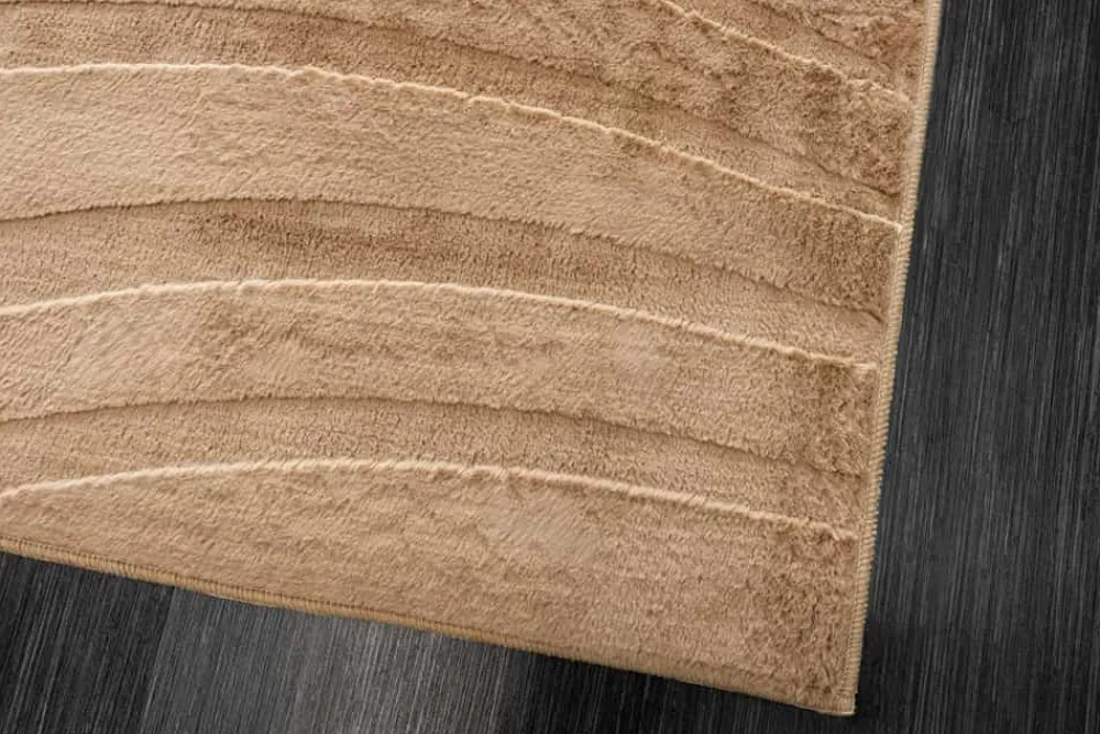 Riess-Ambiente Teppiche|Skandinavisch > 3D strukturierter Kurzflor XXL Teppich WAVE 350x235cm beige Hoch-Tief-Effekt