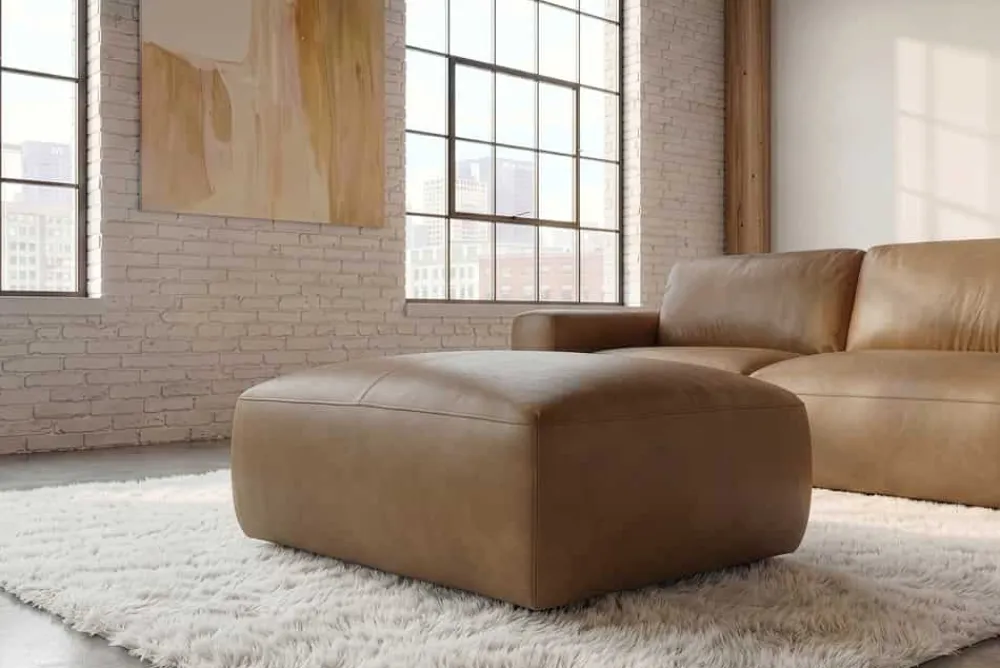 Riess-Ambiente Polsterhocker|Industrial Loft > Echtleder Hocker BIG GEORGE 95cm cognac Nosagfederung Taschenfederkern