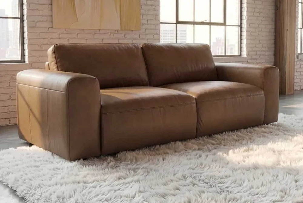 Riess-Ambiente 2-Sitzer Sofa|Industrial Loft > Echtleder Sofa BIG GEORGE 205cm cognac Taschenfederkern 2-Sitzer Couch