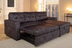 Riess-Ambiente Samt Möbel|Ecksofa > Ecksofa mit Schlaffunktion APARTMENT beidseitig aufbaubar grau Samt inkl. Stauraum