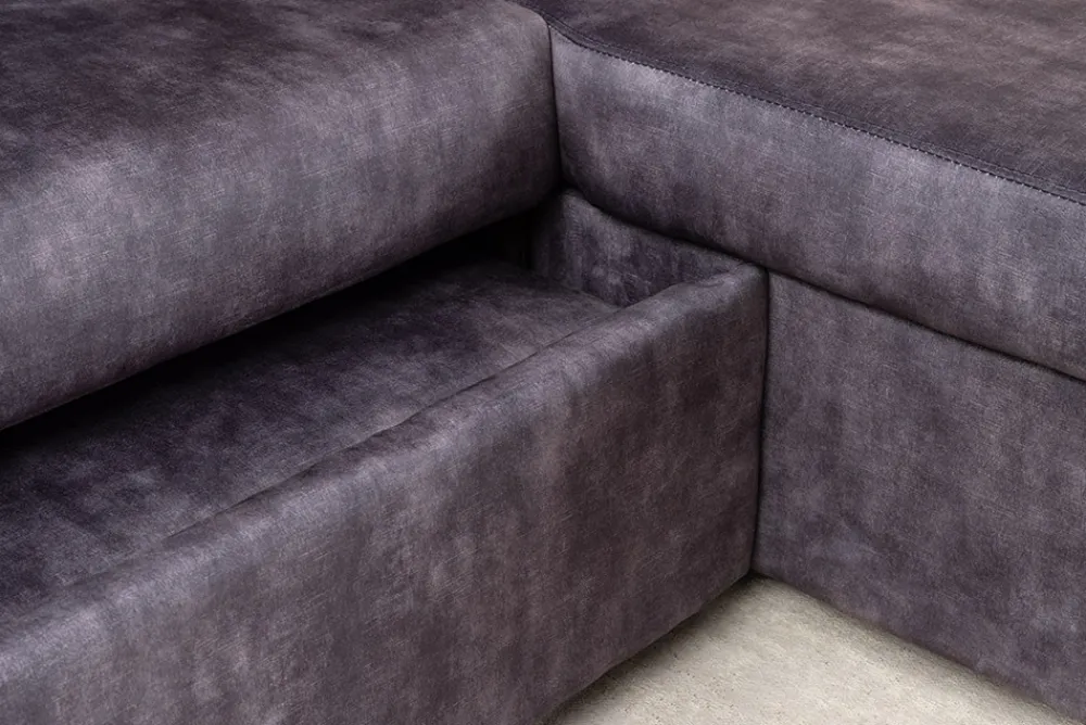 Riess-Ambiente Samt Möbel|Ecksofa > Ecksofa mit Schlaffunktion APARTMENT beidseitig aufbaubar grau Samt inkl. Stauraum