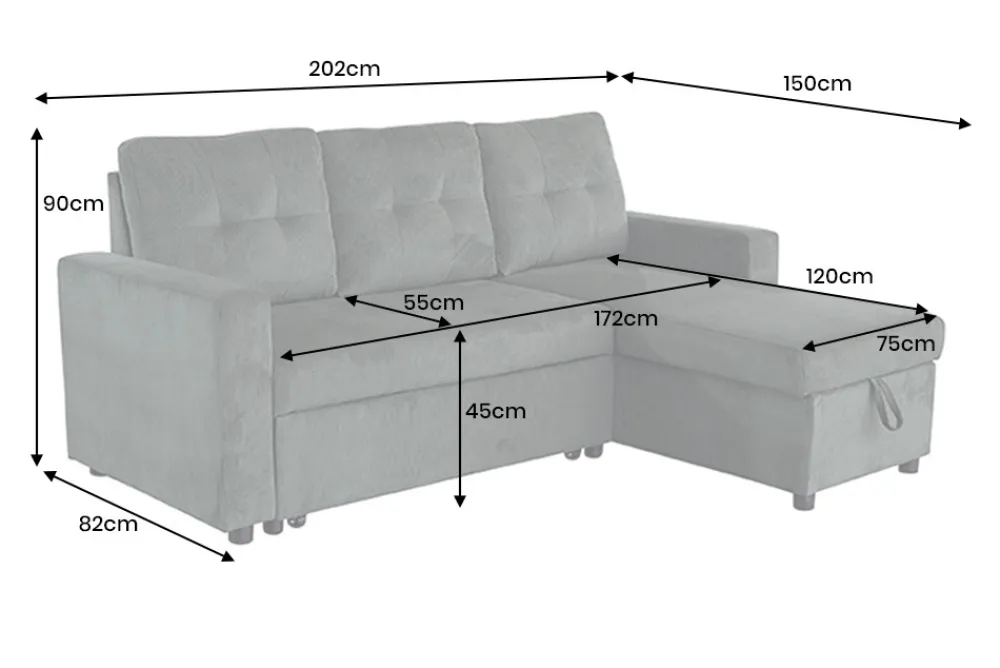 Riess-Ambiente Ecksofa > Ecksofa mit Schlaffunktion APARTMENT beidseitig aufbaubar grün Cord inkl. Stauraum