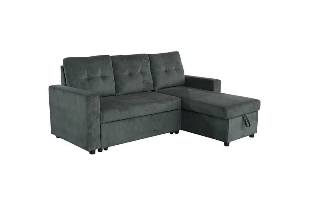 Riess-Ambiente Ecksofa > Ecksofa mit Schlaffunktion APARTMENT beidseitig aufbaubar grün Cord inkl. Stauraum