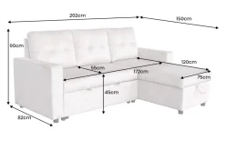 Riess-Ambiente Samt Möbel|Ecksofa > Ecksofa mit Schlaffunktion APARTMENT beidseitig aufbaubar champagner beige Samt inkl. Stauraum