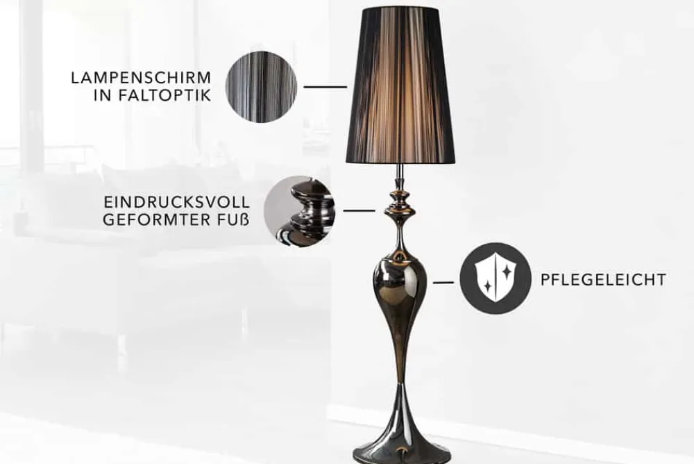 Riess-Ambiente Stehleuchten > Edle Design Stehlampe LUCIE 160cm schwarz Barock Stil Stehleuchte