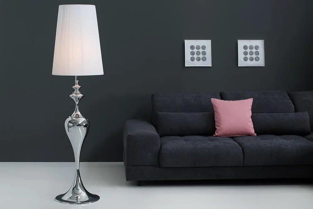 Riess-Ambiente Stehleuchten > Edle Design Stehlampe LUCIE 160cm silber weiß Barock Stil Stehleuchte