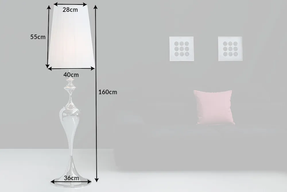 Riess-Ambiente Stehleuchten > Edle Design Stehlampe LUCIE 160cm silber weiß Barock Stil Stehleuchte