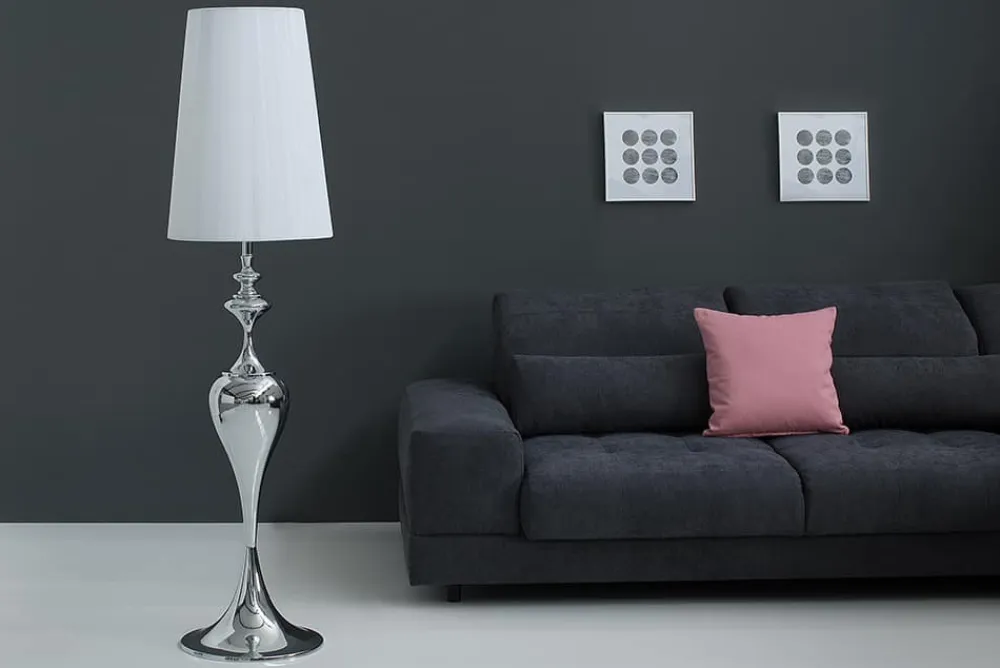 Riess-Ambiente Stehleuchten > Edle Design Stehlampe LUCIE 160cm silber weiß Barock Stil Stehleuchte
