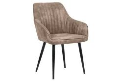 Riess-Ambiente Retro Möbel|Stühle > Edler Armlehnen Stuhl TURIN vintage taupe mit Ziersteppung