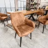 Riess-Ambiente Retro Möbel|Stühle > Edler Armlehnen Stuhl TURIN vintage hellbraun mit Ziersteppung